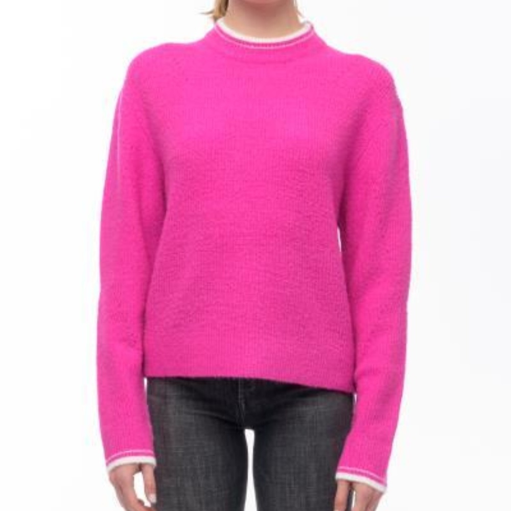 John + Jenn Hot Pink Varsity Pullover Sweater